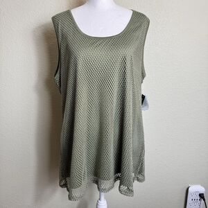 Travel Elements‎ NWT Women's Top Tank Mesh Olive Size XL Lined Sleeveless